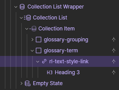Heading 3 wrapped in div block in Webflow